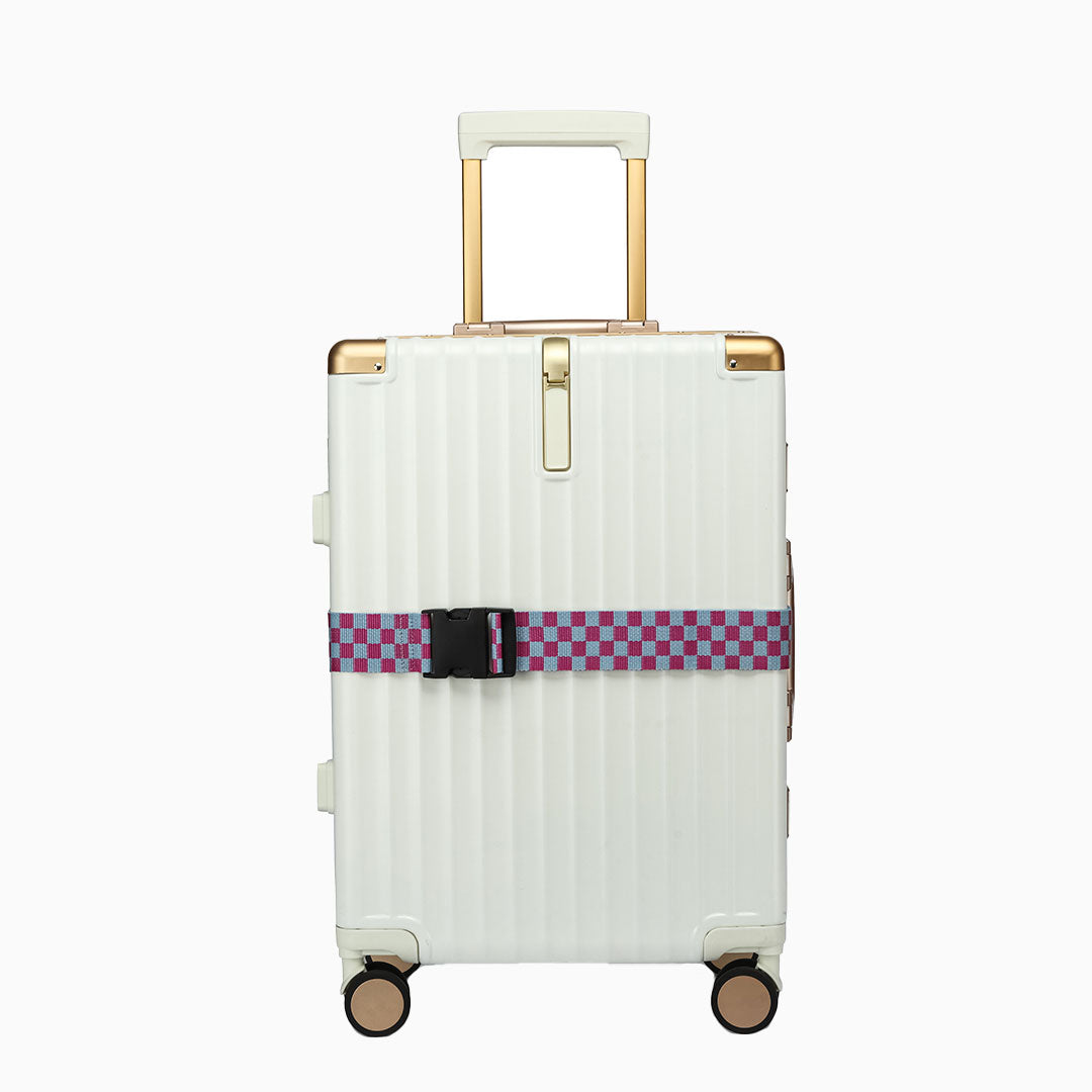 Check Luggage Strap: Dark Pink, view 1