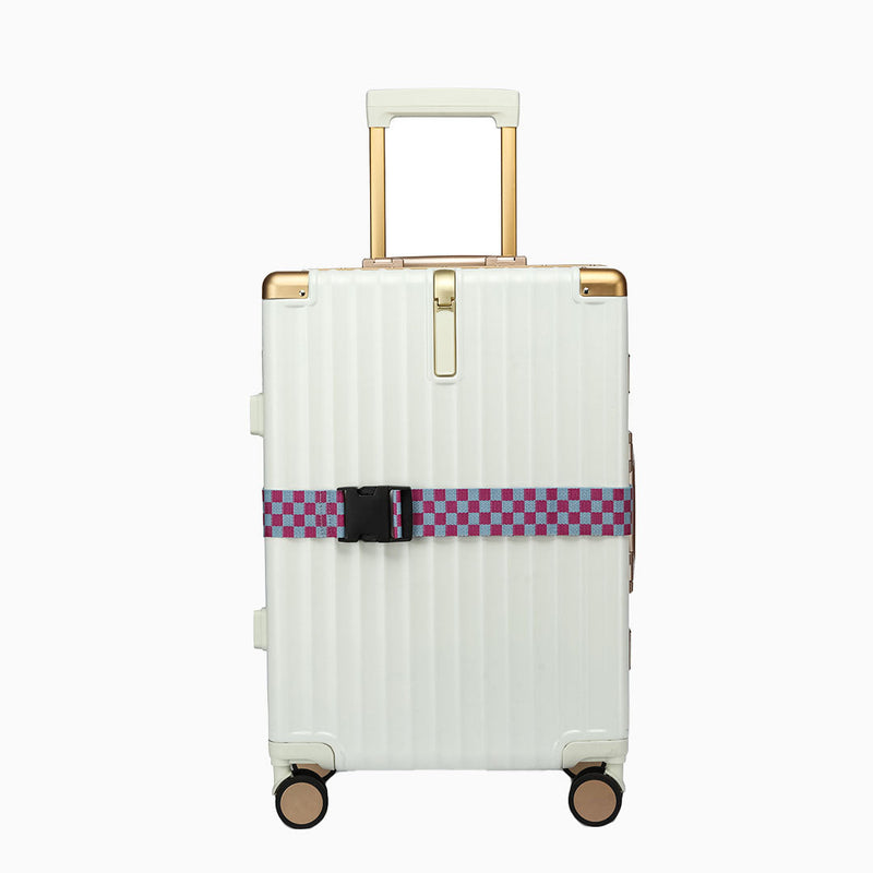 Check Luggage Strap: Dark Pink, view 1