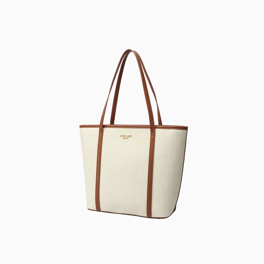 Kinnerton Upright Shoulder Tote: Cream and Brown