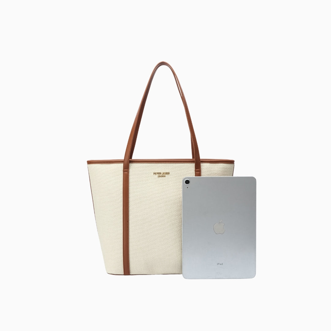 Kinnerton Upright Shoulder Tote: Cream and Brown