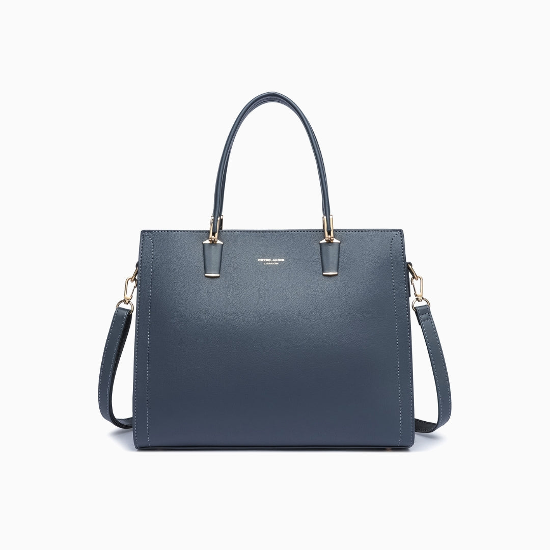 Conduit Textured Satchel: Greyish Blue