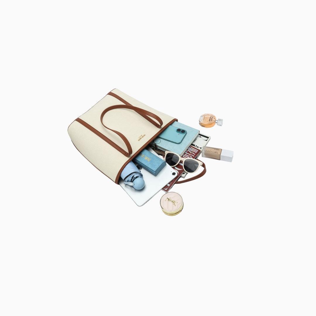 Kinnerton Upright Shoulder Tote: Cream and Brown