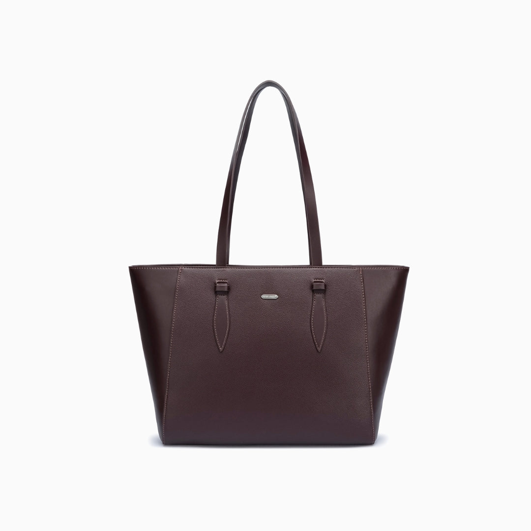 Egerton Pebbled Tote: Dark Brown