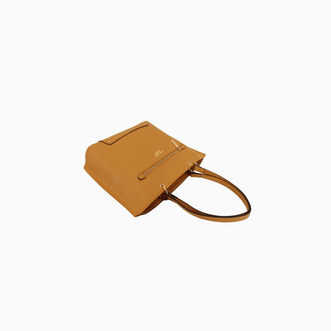 Chester Pebbled Zip Tote: Gold