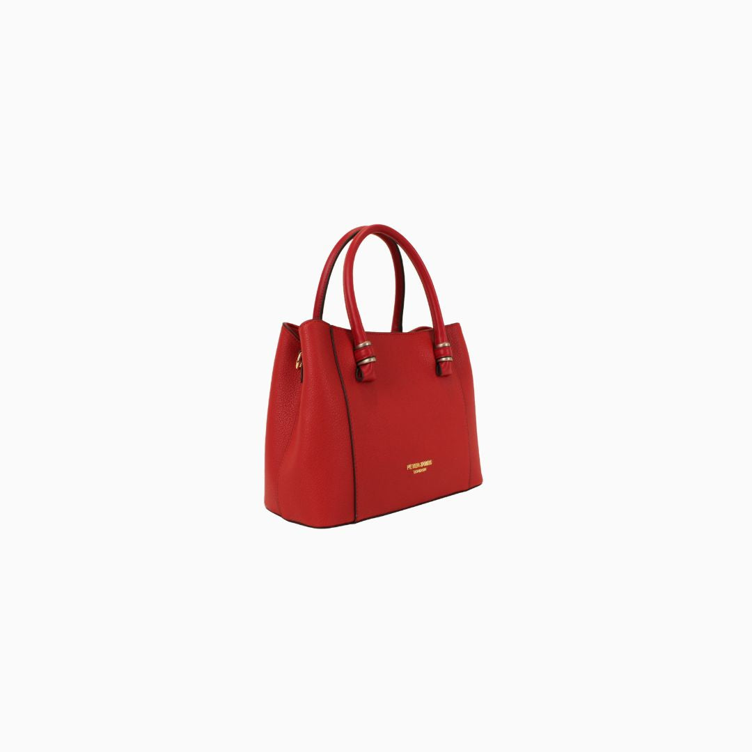 Montagu Gold Pebbled Tote: Cherry Red