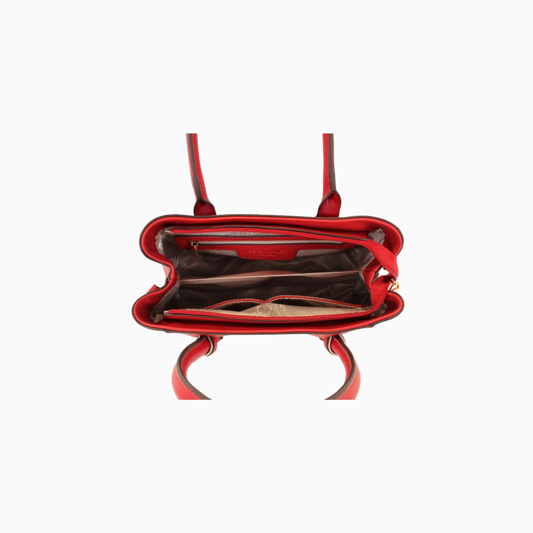 Montagu Gold Pebbled Tote: Cherry Red