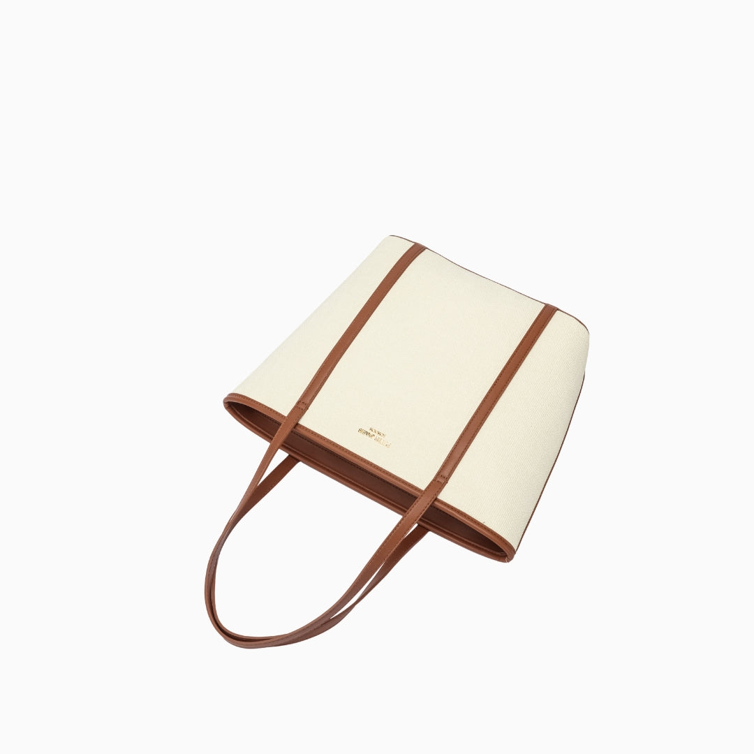 Kinnerton Upright Shoulder Tote: Cream and Brown