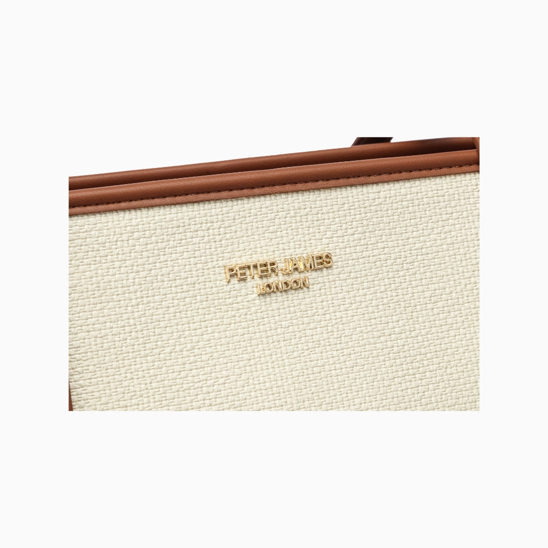 Kinnerton Upright Shoulder Tote: Cream and Brown