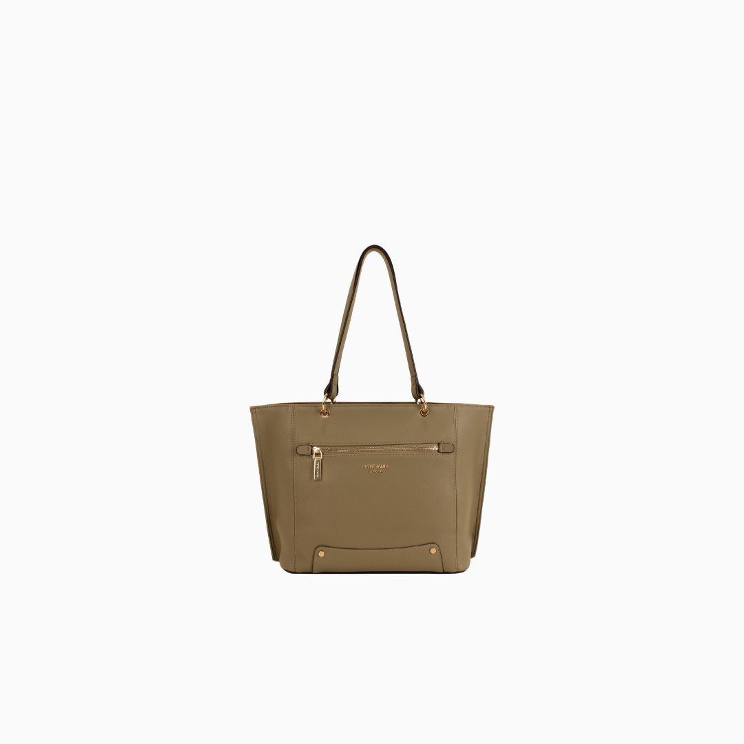 Chester Pebbled Zip Tote: Brown