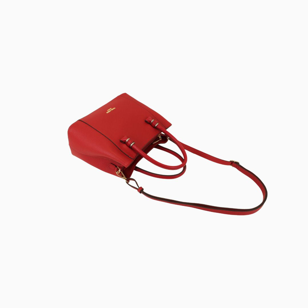 Montagu Gold Pebbled Tote: Cherry Red