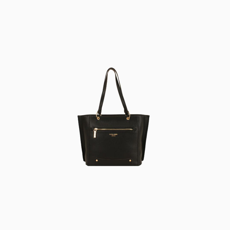 Chester Pebbled Zip Tote: Black