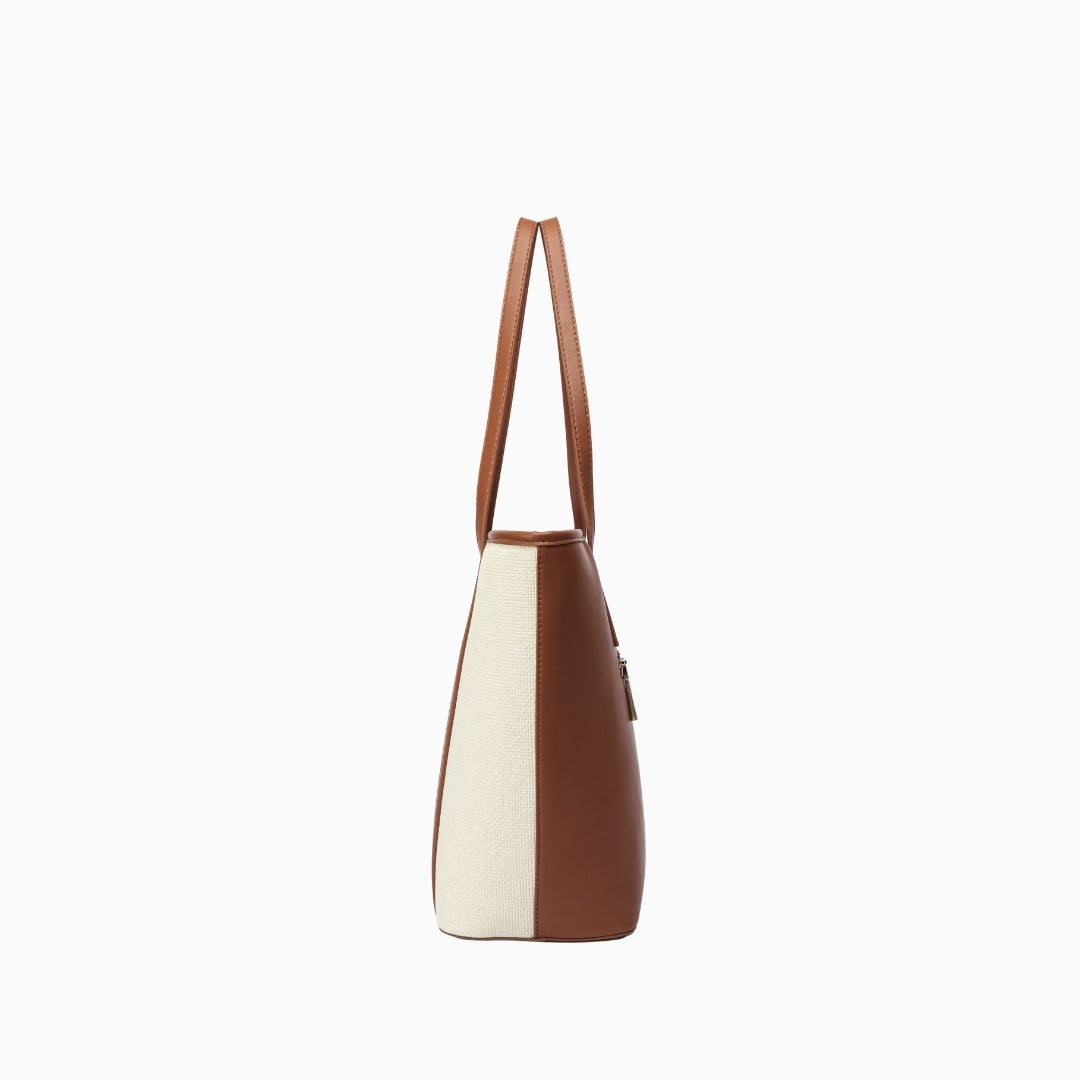 Kinnerton Upright Shoulder Tote: Cream and Brown