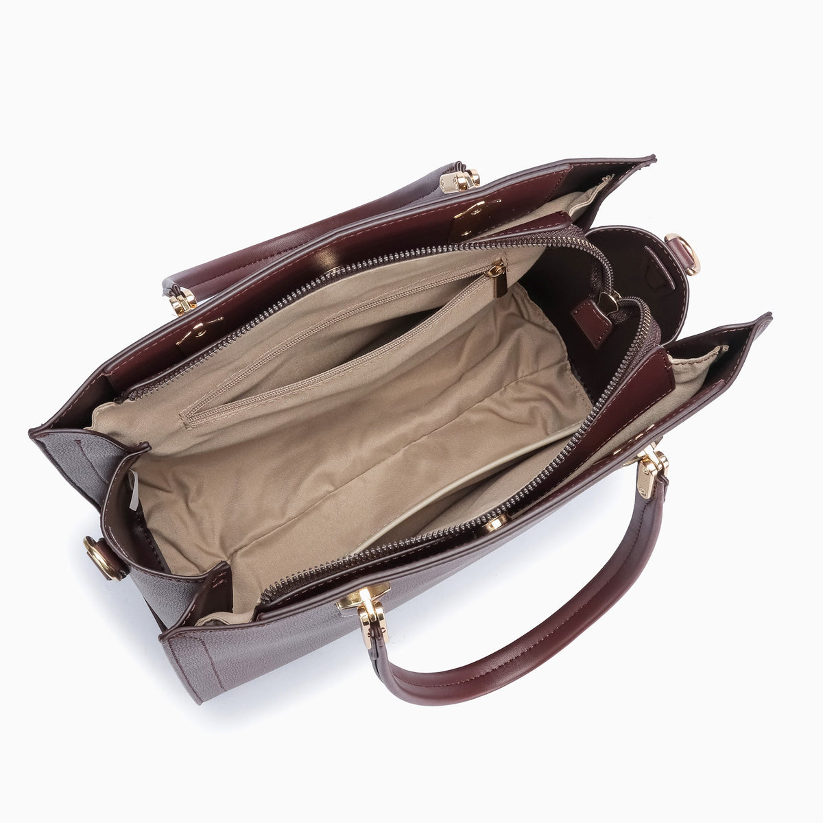 Conduit Textured Satchel: Dark Maroon, view 16