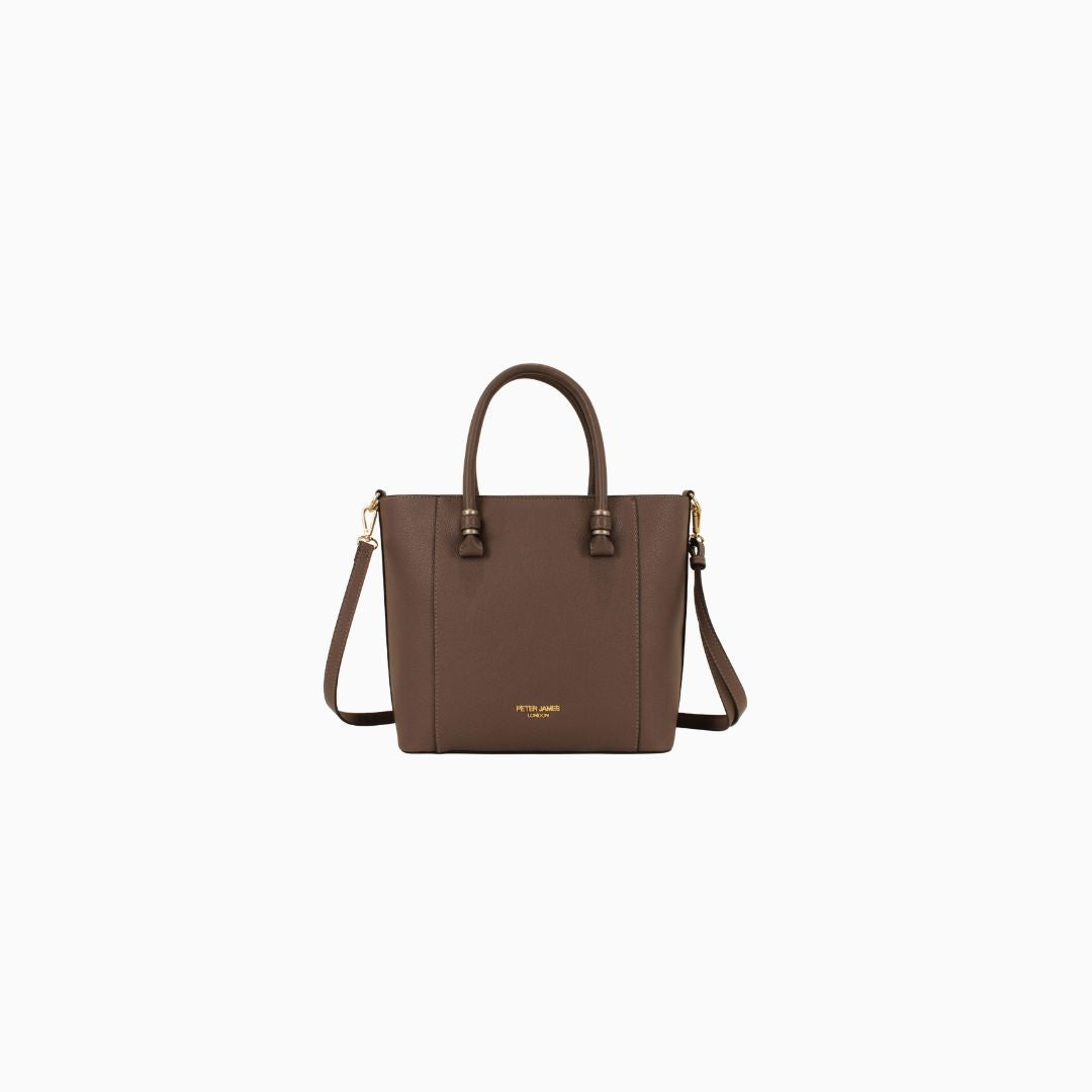 Montagu Gold Pebbled Tote: Reddish brown