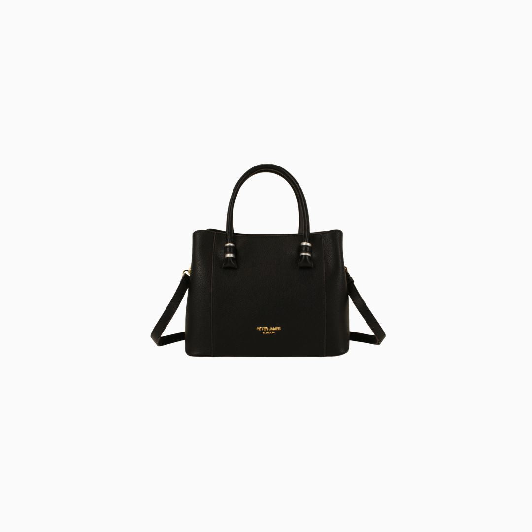 Montagu Gold Pebbled Tote: Black