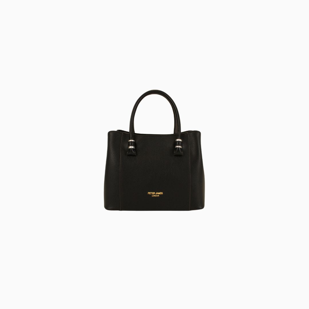 Montagu Gold Pebbled Tote: Black